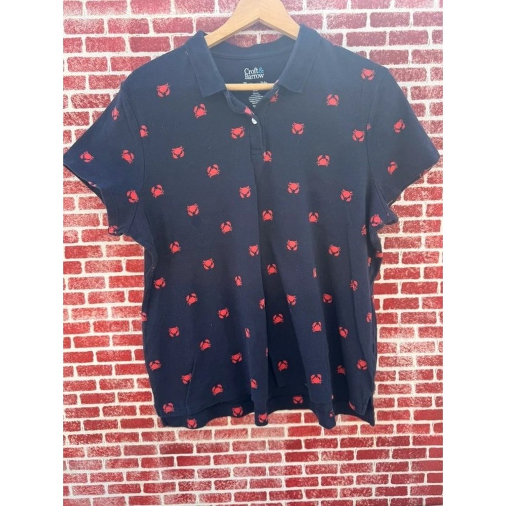 Croft & Barrow Crab Print Polo Shirt XXL